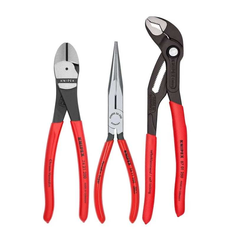 KNIPEX 00 20 08 US2 3 PC UNIVERSAL PLIERS SET WITH COBRA PLIERS