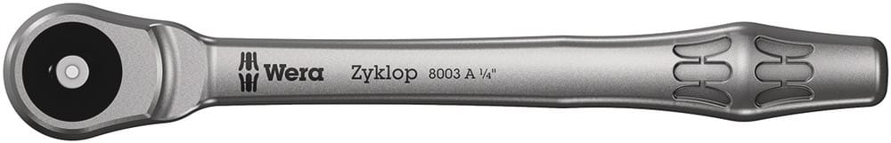 WERA 05004003001 8003 A ZYKLOP METAL RATCHET WITH PUSH-THROUGH SQUARE AND 1/4" DRIVE, 1/4" X 141
