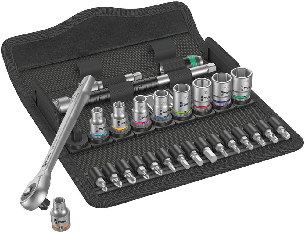 WERA 05004020001 8100 SA 10 ZYKLOP METAL RATCHET SET WITH PUSH-THROUGH SQUARE, 1/4" DRIVE, IMPERI