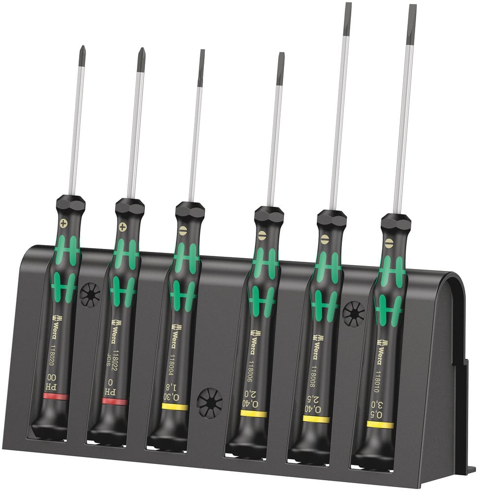 WERA 05118150001 2035/6 A Screwdriver set and rack for electronic applications, 6 pieces