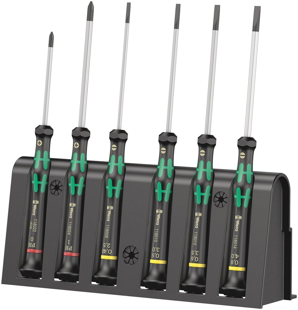 WERA 05118152001 2035/6 B Screwdriver set and rack for electronic applications, 6 pieces