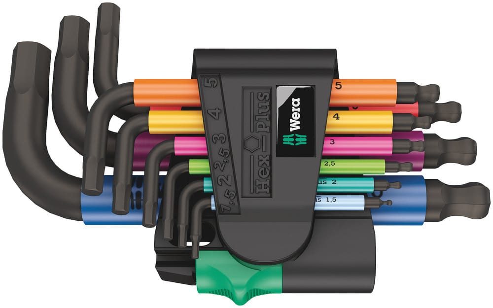 WERA 05133164001 950/9 Hex-Plus Multicolour 2 L-key set, metric, BlackLaser, 9 pieces