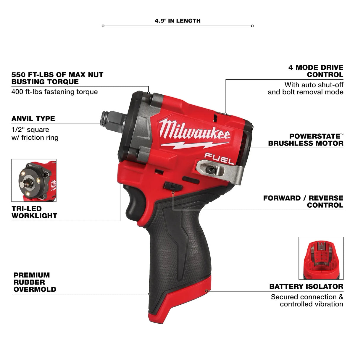 M12 FUEL Stubby 1/2" Impact Wrench