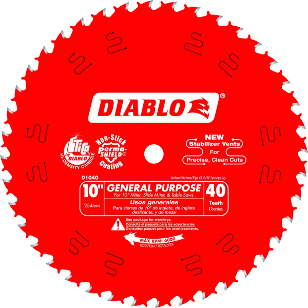 DIABLO D1040X 10" X 40CT GENERAL PURPOSE BLADE