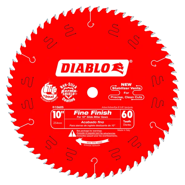 DIABLO D1060X 10" X 60CT FINE FINISH BLADE