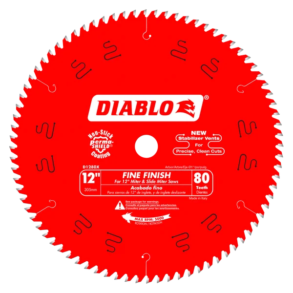 DIABLO D1280X 12" X 80CT FINE FINISH BLADE