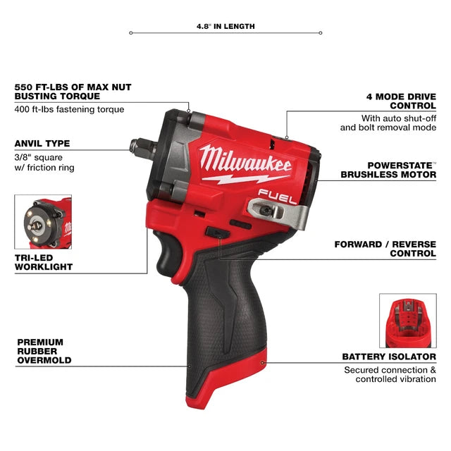 M12 FUEL Stubby 3/8" Impact Wrench