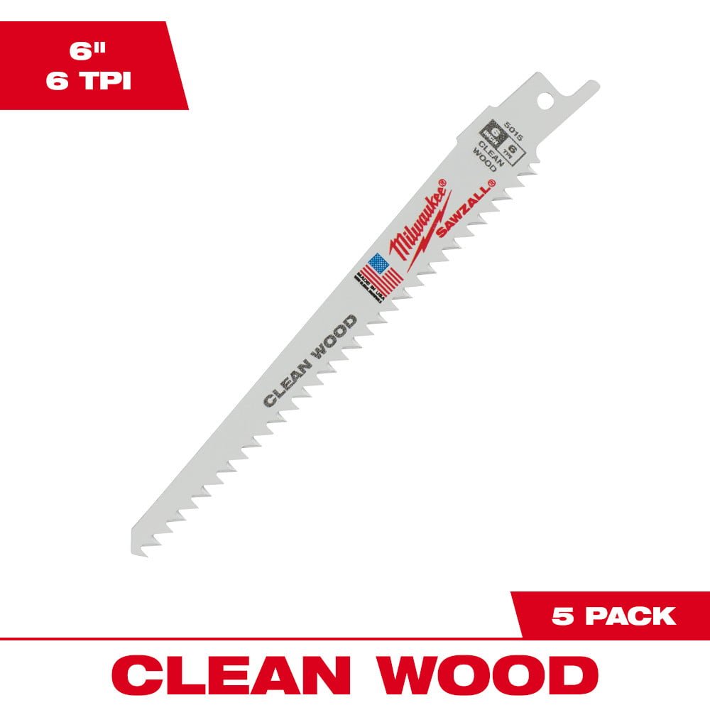MILWAUKEE 48-00-5015 6" 6 TPI Fleam Ground SAWZALL® Blades (5 Pk)