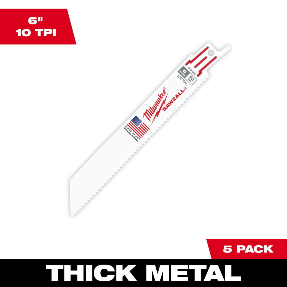MILWAUKEE 48-00-5092 6" 10 TPI SAWZALL® Blades (5 Pk)