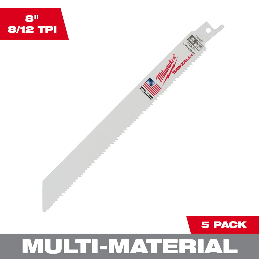 MILWAUKEE 48-00-5093 8" 8/12 TPI SAWZALL® Blades (5 Pk)