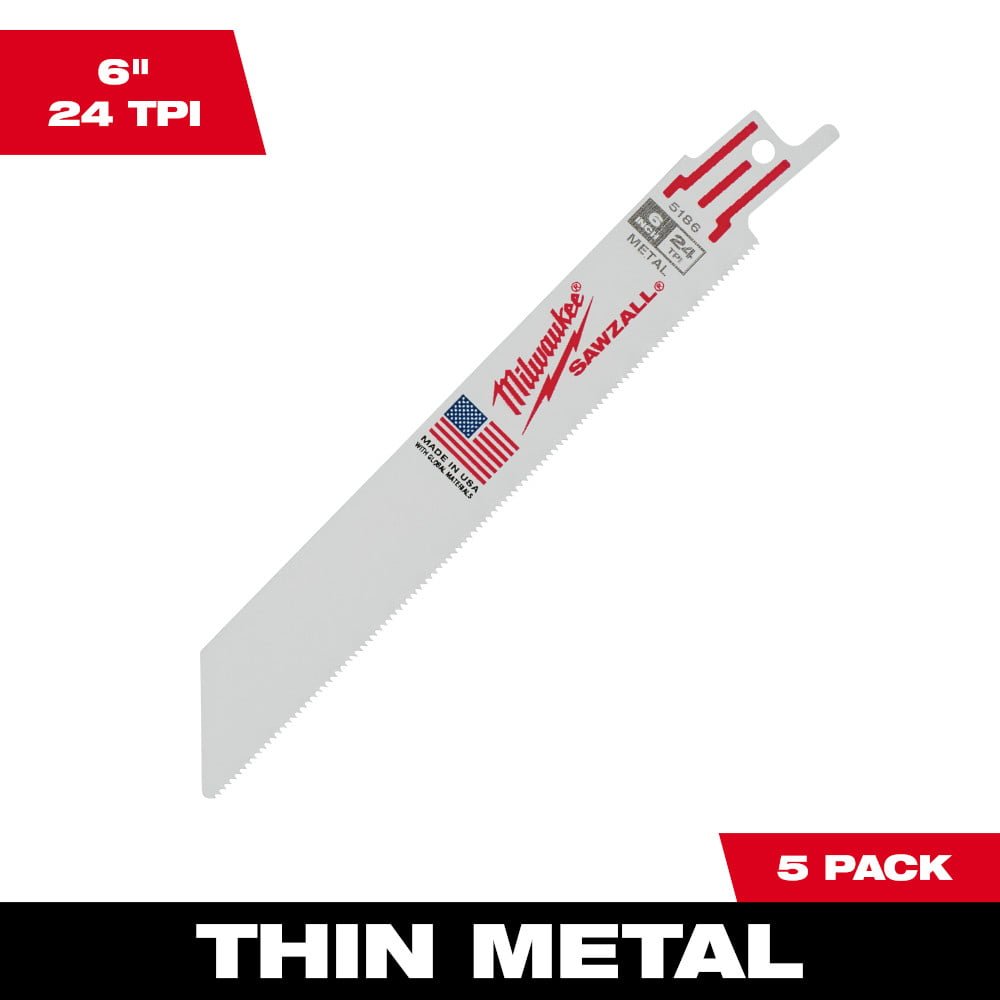 MILWAUKEE 48-00-5186 6" 24 TPI SAWZALL® Blades (5 Pk)