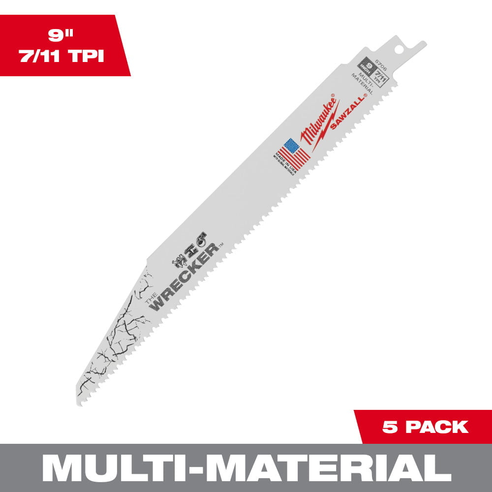 MILWAUKEE 48-00-5706 The WRECKER™ Multi-Material SAWZALL® Blade 9" 7/11TPI 5pk