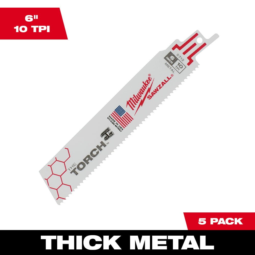 MILWAUKEE 48-00-5712 6" 10 TPI The Torch™ SAWZALL® Blades (5 Pk)