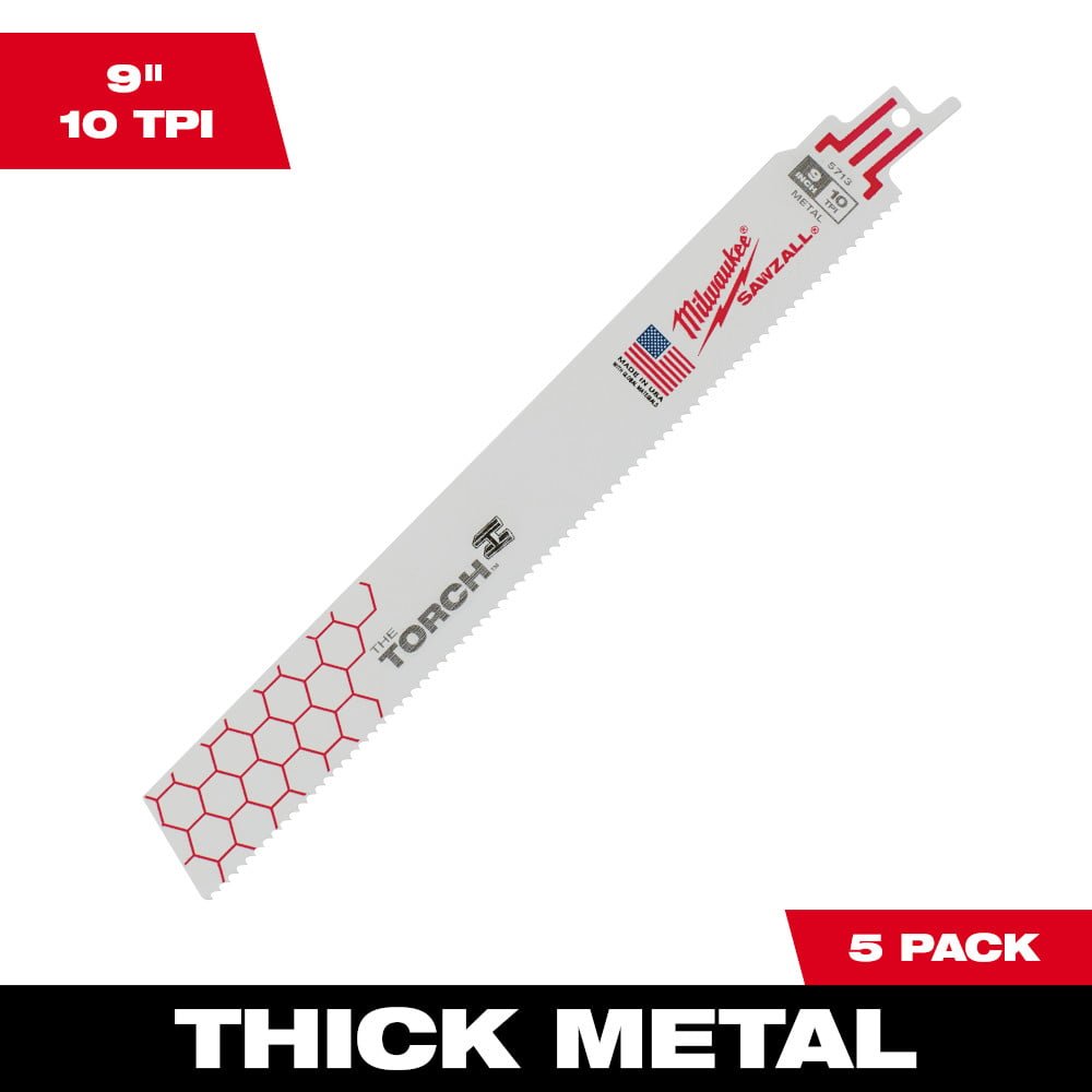 MILWAUKEE 48-00-5713 9" 10 TPI The Torch™ SAWZALL® Blades (5 Pk)