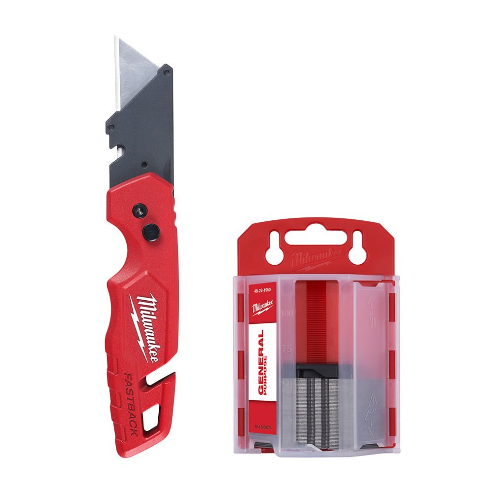 MILWAUKEE 48-22-1504 FASTBACK™ Folding Utility Knife with Blade Storage and 50pc Blades