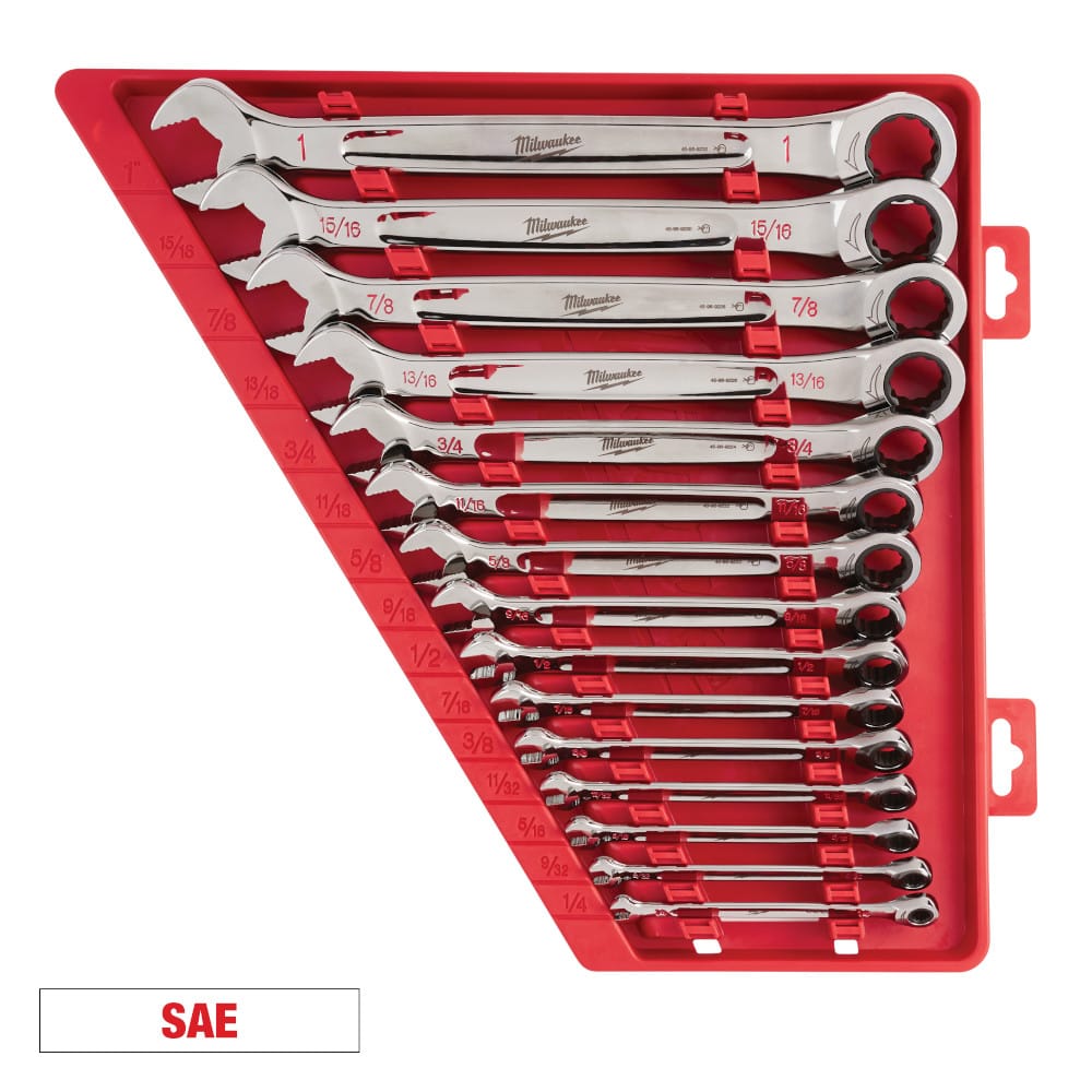 MILWAUKEE 48-22-9416 15 PC RATCHETING COMBINATION WRENCH SET SAE