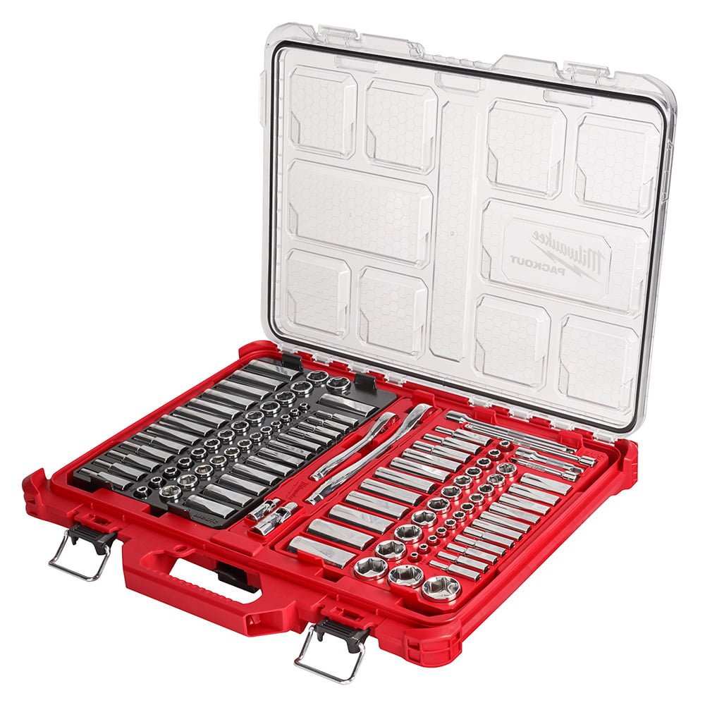 MILWAUKEE 48-22-9486 106pc 1/4" and 3/8" Metric & SAE Ratchet and Socket Set with PACKOUT™ Low-Profile Organizer
