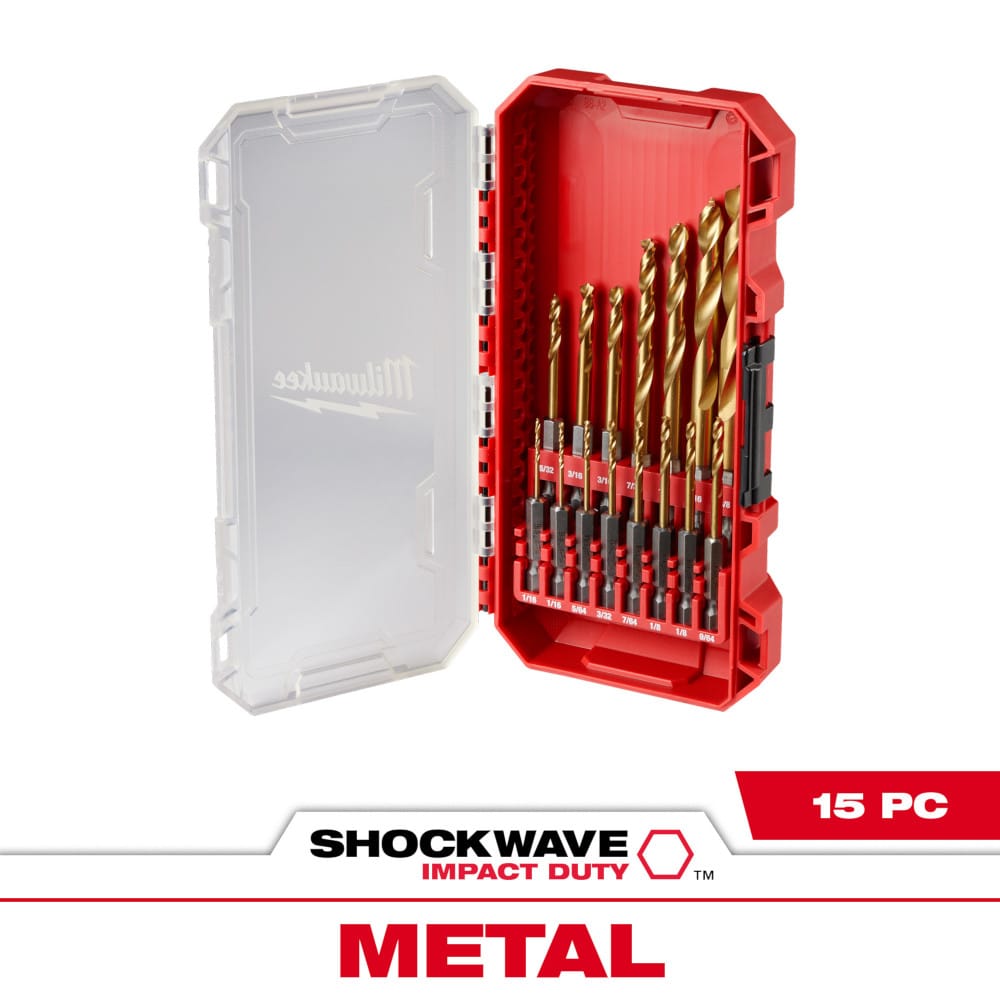 MILWAUKEE 48-89-4670 SHOCKWAVE Impact Duty™ RED HELIX™ Titanium Drill Bit Set - 15PC