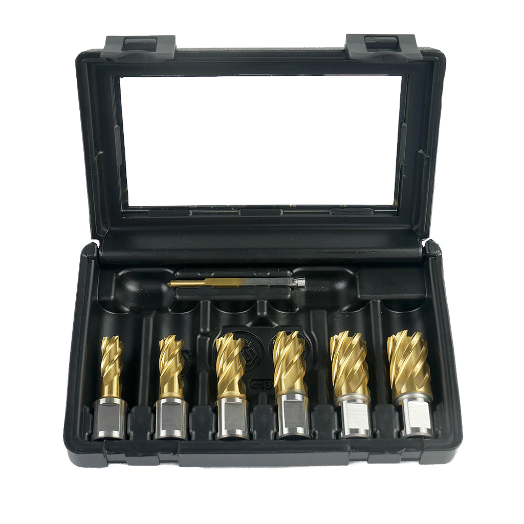 JEPSON POWER INC. 490145TiN "GOLD FINGER" core drill set TiN-coated 30 mm Ø 12, 14, 16, 18, 20, 22