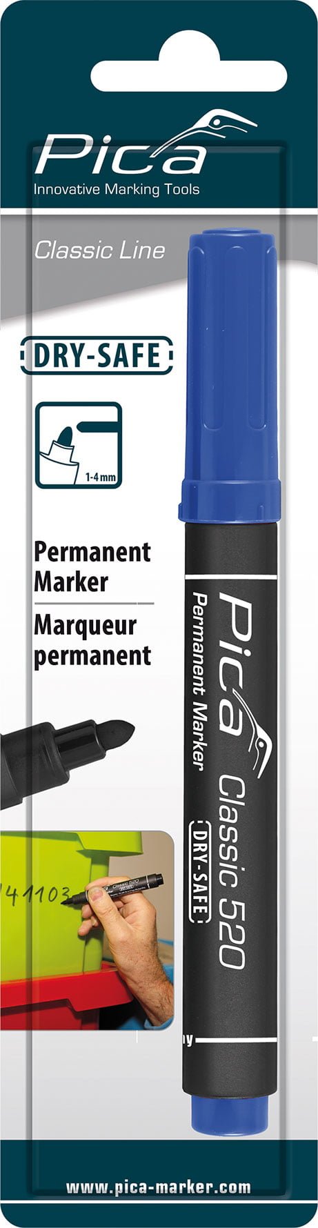 Pica 520/41 Permanent marker 1-4mm, Round tip, blue