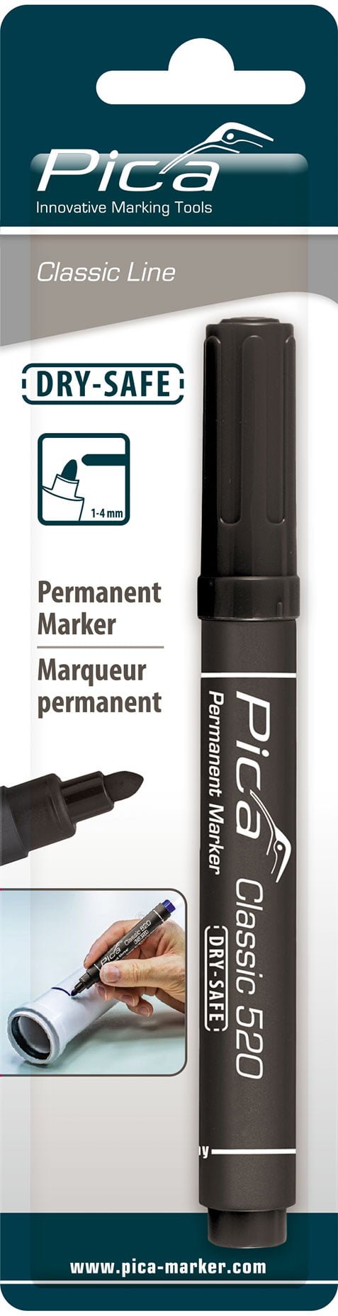 Pica 520/46 Permanent marker 1-4mm, Round tip, black