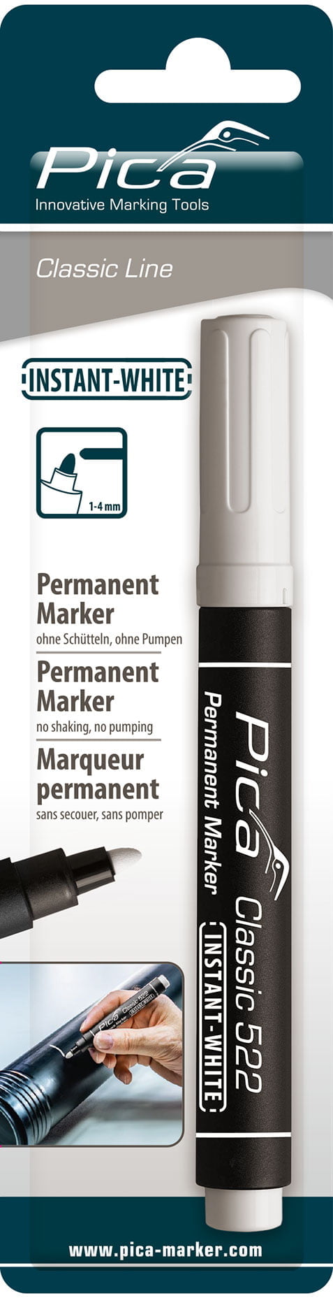 Pica 522/52 Permanent marker INSTANT WHITE, 1-4mm