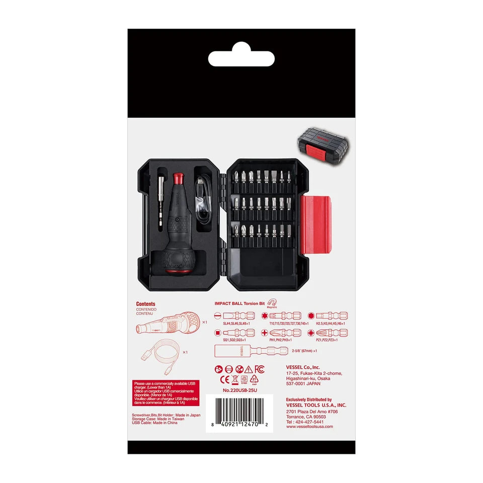 High Speed e-ASSIST Ball Grip Screwdriver with 24pc Impact Bit Set
