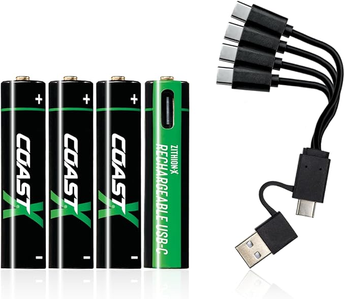 Coast AAA Zithion-X Rechargeable USB-C Ported Battery GB (4 Pack)