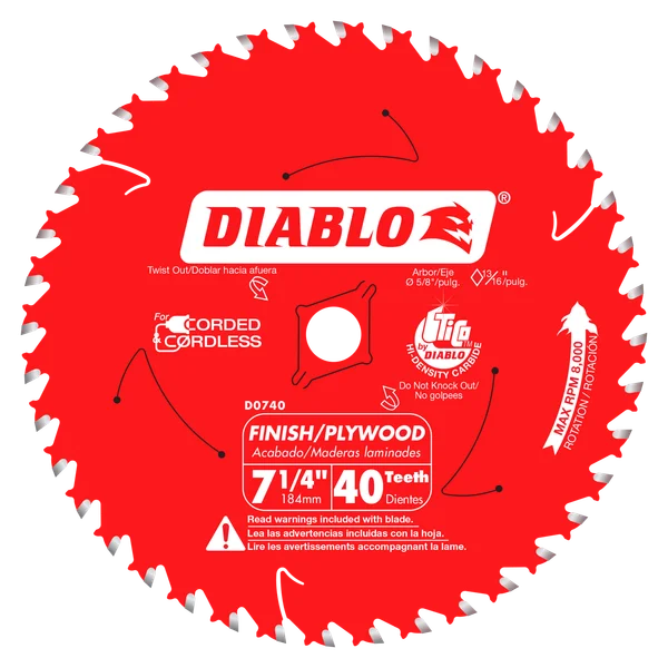 DIABLO D0740A 7-1/4" X 40CT FINISH BLADE