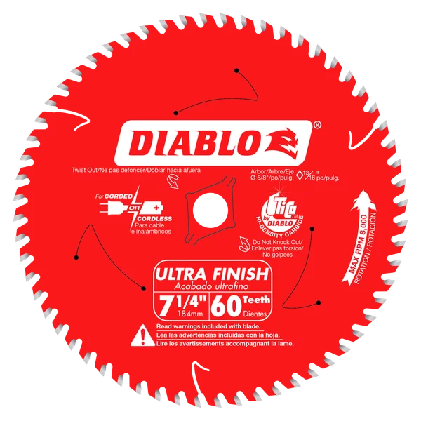 DIABLO D0760A 7-1/4" X 60CT FINE FINISH BLADE
