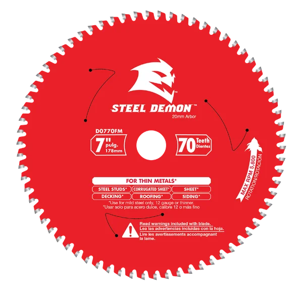 DIABLO D0770FM 7" X 70 TEETH 20MM ARBOUR