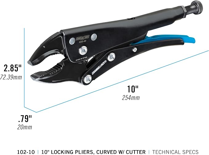 10" Locking Pliers, Curved Jaw