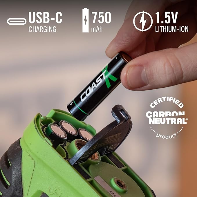 Coast AAA Zithion-X Rechargeable USB-C Ported Battery GB (4 Pack)