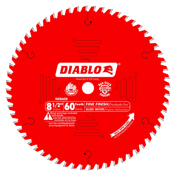 DIABLO D0860S 8-1/2" x 60CT FINE FINISH BLADE