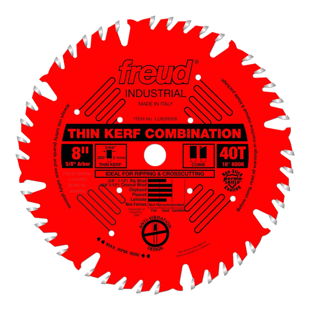 FREUD LU83R008 8" THIN KERF COMBINATION BLADE