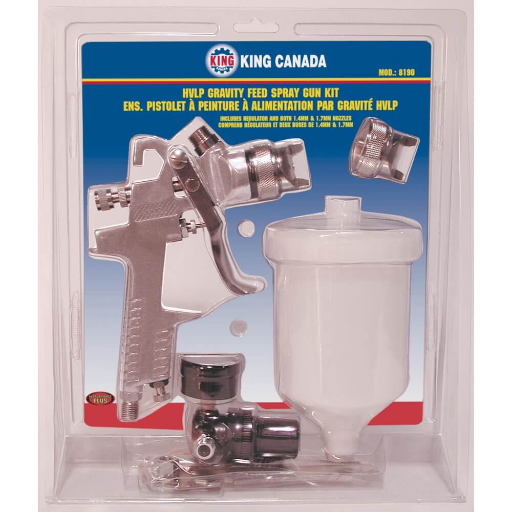 KING CANADA 8190 HVLP GRAVITY FEED SPRAY GUN KIT