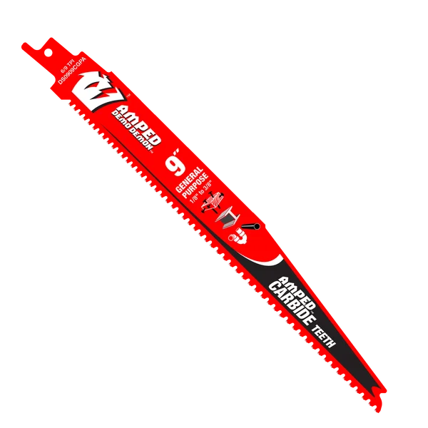 9" 6/9TPI AMPED™ Demo Demon™ Carbide Teeth Reciprocating Saw Blades for General Purpose Cuts (3-pk)