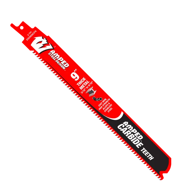 9" 8TPI AMPED™ Steel Demon™ Carbide Teeth Reciprocating Saw Blades for Thick Metal (3-pk)
