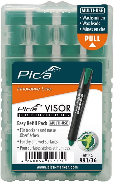 Pica 991/36 VISOR permanent refills, green 4 pc/box