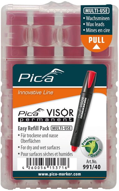 991/40 VISOR permanent refills, red, 4 pc/box