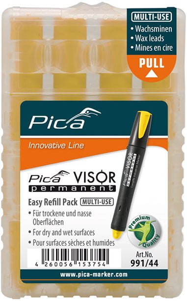 Pica 991/44 VISOR permanent refills, yellow, 4 pc/box