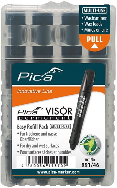 Pica 991/46 VISOR permanent refills, black 4 pc/box