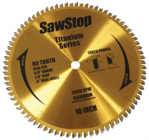 SawStop BTS-P-80HATB 80T Titanium Series Premium Saw Blade – 80 Tooth, High ATB, Plywood Blade