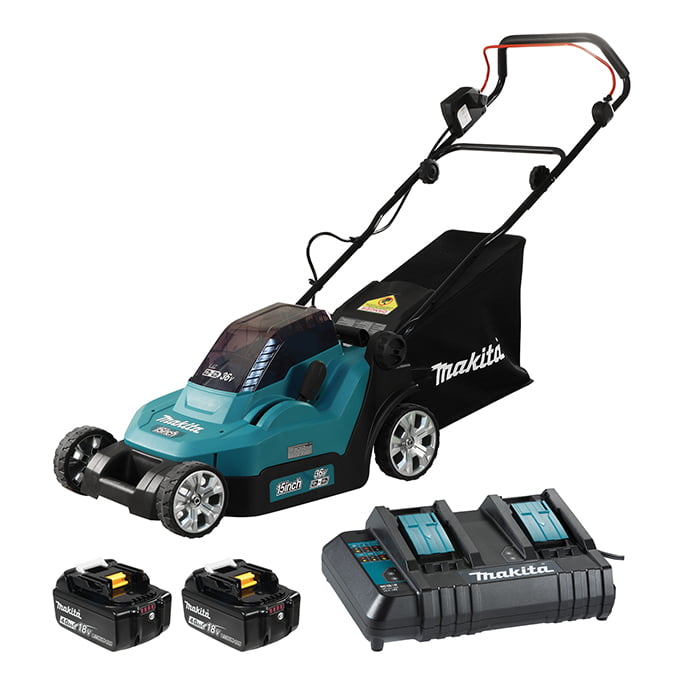 MAKITA DLM382CM2 15" 18Vx2 LXT Cordless Lawn Mower
