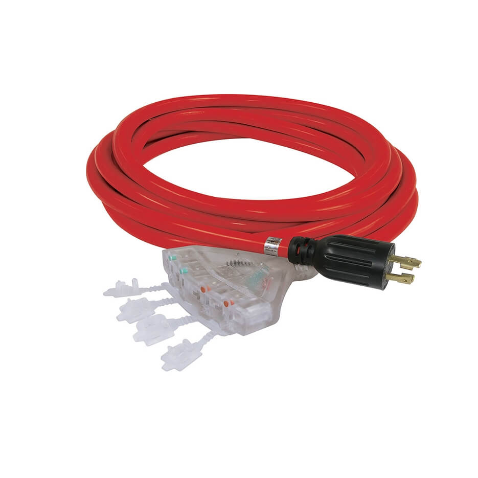 KING CANADA K-L1430-25-4T 25' GENERATOR EXTENSION CORD WITH QUAD TAP