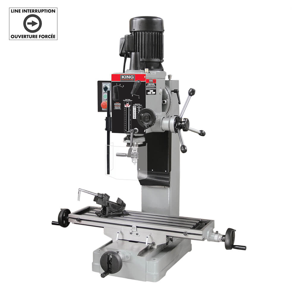 KING CANADA KC-45 GEARHEAD MILLING/DRILLING MACHINE WITH SAFETY GUARD