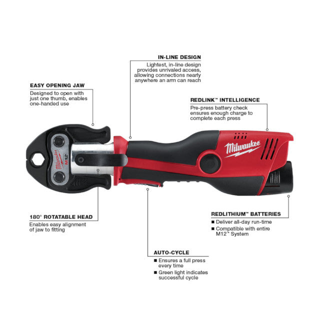MILWAUKEE 2473-22 M12™ FORCE LOGIC™ Press Tool Kit with Jaws