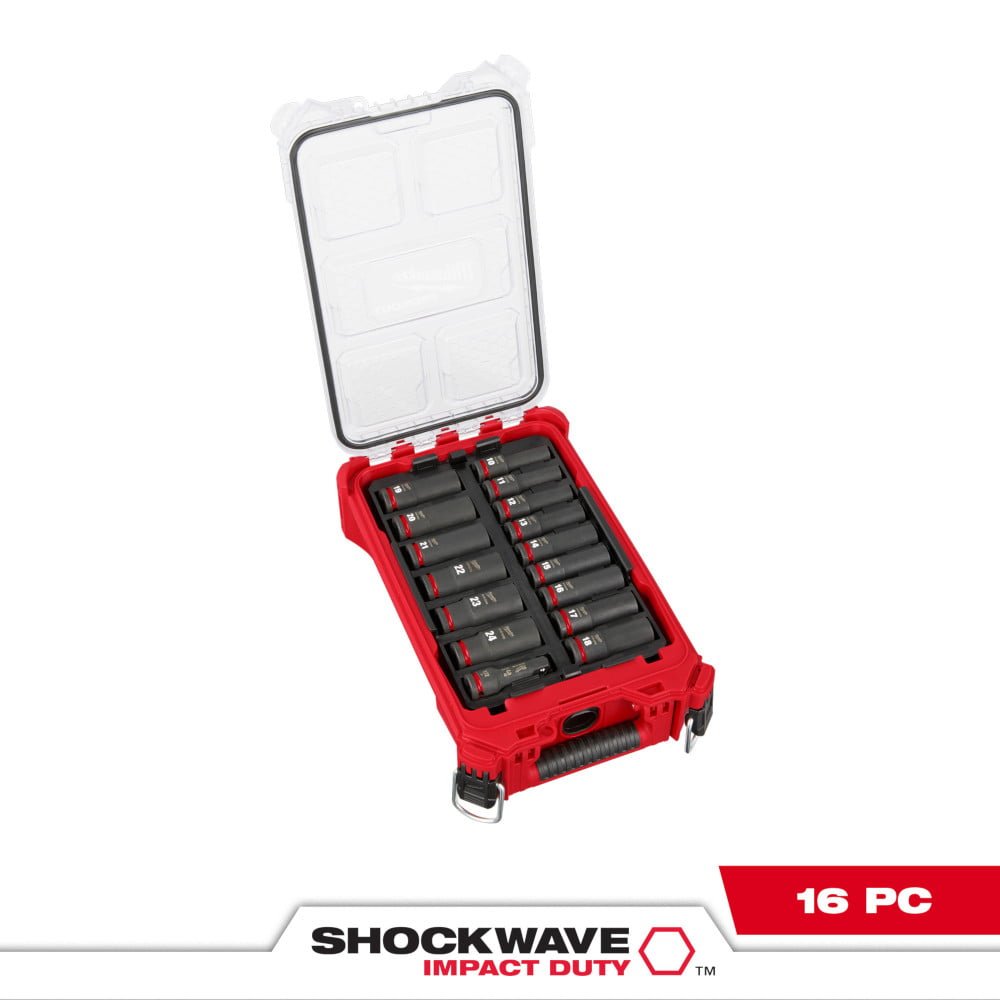 MILWAUKEE 49-66-6803 SHOCKWAVE Impact Duty™ Socket 1/2” Dr 16PC MM PACKOUT Set