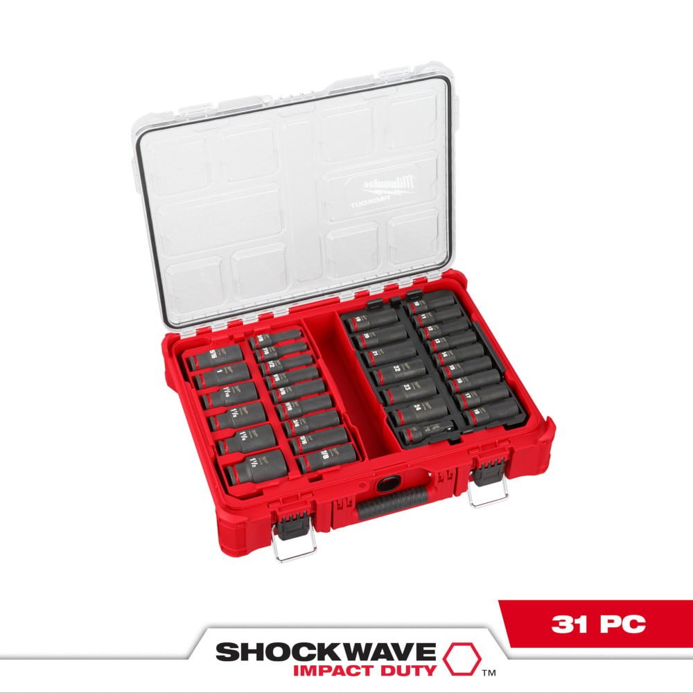 MILWAUKEE 49-66-6806 SHOCKWAVE Impact Duty™ Socket 1/2” Dr 31PC PACKOUT Set