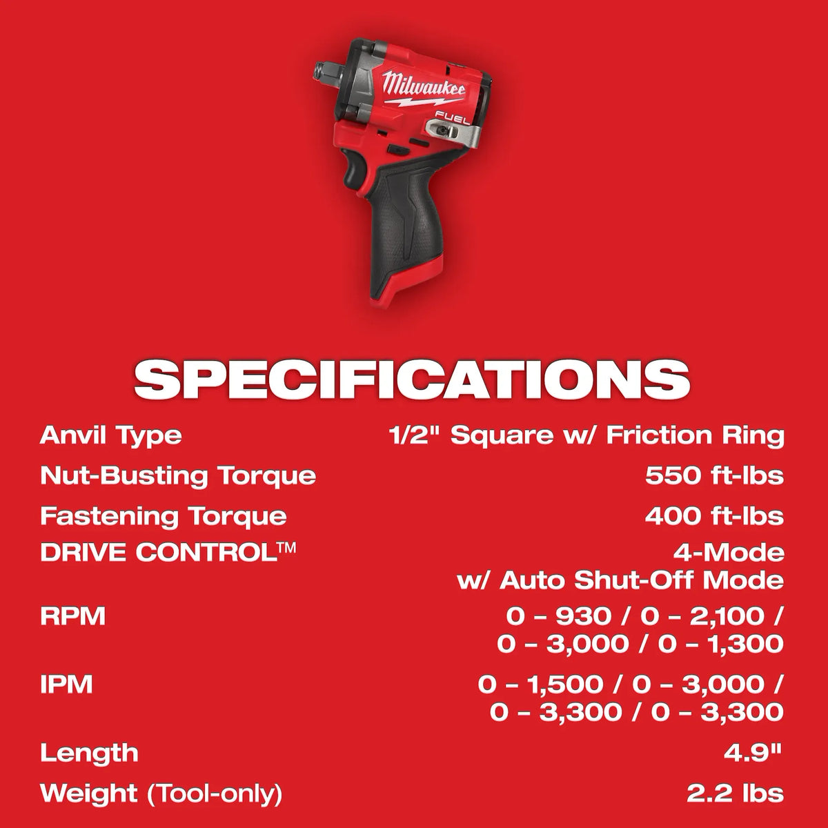 M12 FUEL Stubby 1/2" Impact Wrench
